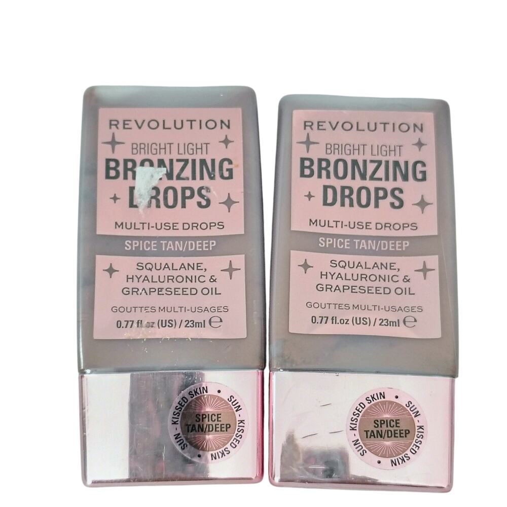 2 Revolution Bright Light Bronzing Drops Spice Tan Deep Color Hyaluronic 0.77 oz